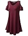 URBANCLEO Womens Off The Shoulder Elong Tunic Top Mini T-Shirt Dress BRGNDY, XL