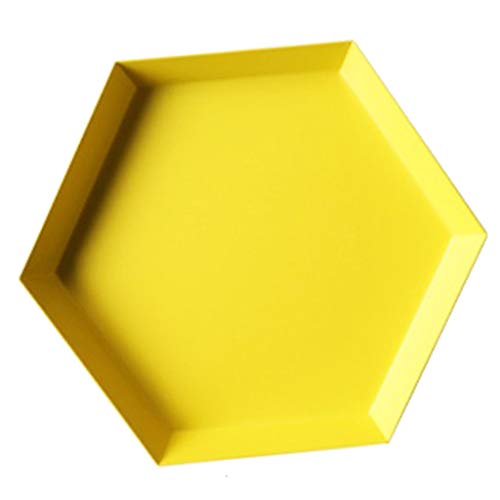 Flameer Stainless Steel Plate Geometric Series Diamond Shaped Tray Home Modern Decor - Yellow M