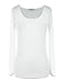 Long Sleeve Mesh Sheer See Through Round Scoop Neck Top, 2XL, White