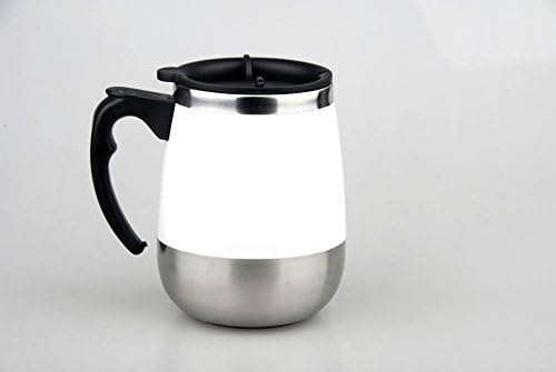 NO MORE "SELF STIRRING MUG" WORDINGS (US MARKET ONLY). NO NEED TO TELL THE WORLD THAT YOU ARE USING SELF-STIRRING MUG. DOUBLE LAYERED STAINLESS STEEL (White Color, 450ml/15.2oz)