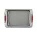 Cake Boss Deluxe Nonstick Bakeware 9-Inch x 13-Inch Covered Cake Pan, Gray with Red Silicone Grips