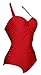 Angerella Retro Vintage Women One Piece Pin Up Bating Suits,Red,US 10-12=Tag Size 2XL