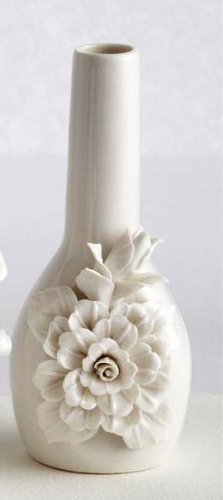 Two's Company Hand Sculpted, Capo-Di-Monte Ivory Rose Vase, Choice of Styles (right)