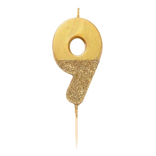 TalkingTables9 Birthday CandleCake TopperSingleGold Glitter