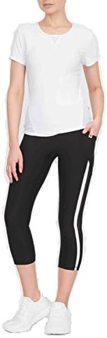 X by Gottex Short Sleeve T-Shirt for Women | Loose Fit Tee with Breathable Mesh Back | Lightweight, Stretchable, Dry Fit & Sporty Fabric | Perfect Performance Gear for Workout, Running & Yoga | White
