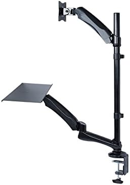 Maclean MC-681 Single Monitor Sit-Stand Workstation Screen Keyboard Arm Bracket, Black, Compact - Image 3