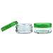(Quantity: 50 Pieces) Beauticom 5G/5ML Round Clear Jars with GREEN Lids for Scrubs, Oils, Toner, Salves, Creams, Lotions, Makeup Samples, Lip Balms