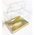 24 PCS 4 x 3 x 2-1/2 Party Wedding Favor Handle Clear Boxes With Gold Card