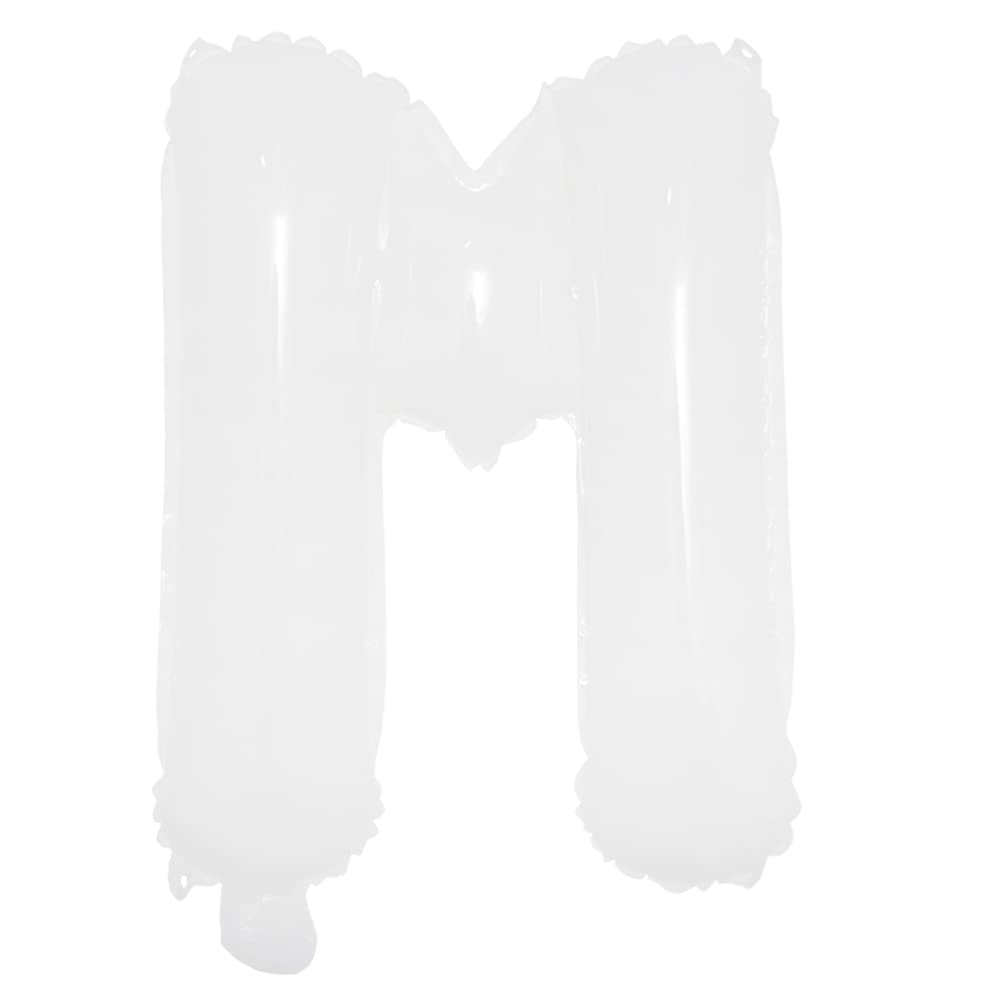 Photo 1 of 16 inch White Alphabet Letter and Number Balloons Set Package, Aluminum Hanging Foil Film Banner Mylar Balloon for Birthday Party Decoration Custom Word (A-Z, 0-9) (16 inch White M)
