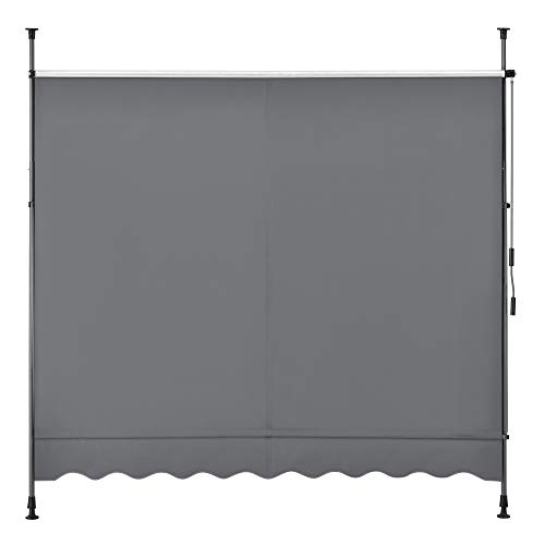 pro.tec Klemmmarkise Mittelgrau 400 x 120 x 200-300cm Markise Balkonmarkise Sonnensegel Sonnenschutz ohne Bohren – Bild 6