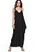 Verdusa Women's Spaghetti Strap V-Neck Side Pockets Loose Maxi Dress Black S