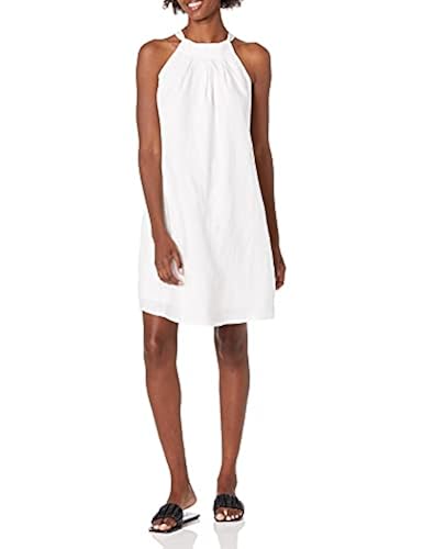 28 Palms Women's 100% Linen Halter Shift Dress, White, X-Large in