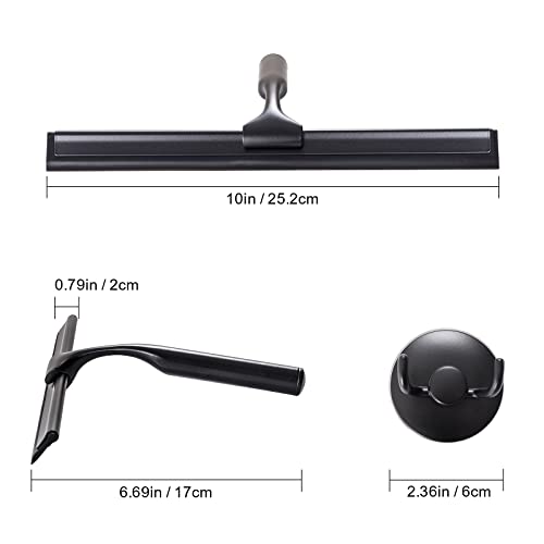 Ettori Shower Squeegee for Glass Doors, Squeegee for Shower Door, Window and Car Glass, Mirrors - All-Purpose Stainless Steel Squeegee, 10 Inches and Black