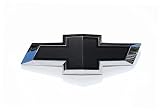 Black & Chrome Textured Bowtie Front Grille Emblem Compatible With 2010-2015 Chevrolet Camaro