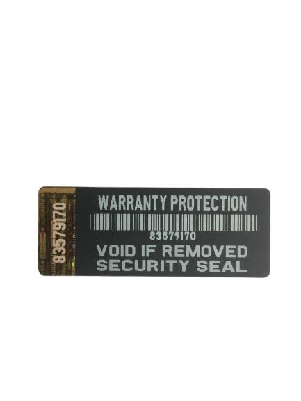 Warranty Protection Black Tamper Evident Security Labels with Gold Hologram Strip to Short Edge X 1000 Each with Unique Serial Number