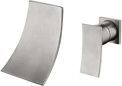 Bathroom Sink Faucet Wall Mounted Waterfall Nickel Brushed Single Handle Tap Widespread Faucet