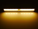 KCRIUS(TM) Battery Operated Under-Cabinet Light with PIR IR Infrared Wireless Motion Sensor, Great for Closet, Under-Cabinet, bar Light Lamp, 10 Super-Bright LED, Warm White