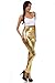Sakkas 2616 Shiny Liquid Metallic High Waist Stretch Leggings - Gold - XL