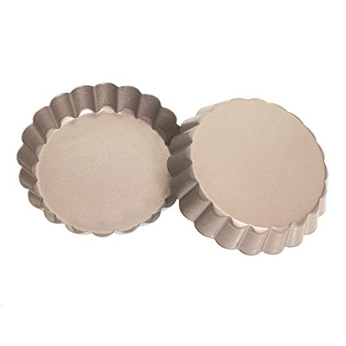 AQIMY Mini tart pans 4 inch Non Stick Quiche Pan Baking Molds, Set of 6