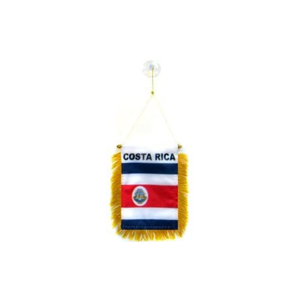 AZ FLAG - Costa Rica Mini Banner - 6'' x 4'' - 100% Polyester Costa Rican Small Pennant for Car - Double-sided Flag with Suction Cup Hanger — image 1
