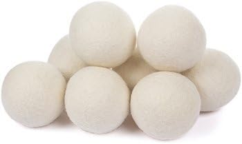 Evelyn Brooke 8-Pack Organic Wool Dryer Balls - Natural Premium Reuseable Laundry Fabric Softner, Reduce Wrinkles, Saves Drying Time, Quiet in Dryer