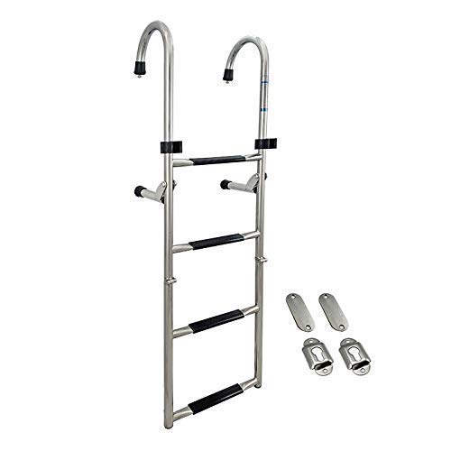 White Water B00365 Stainless Steel Gunwale-Mounted Removable Ladder 4-Step