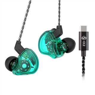 Yinyoo CCZ Melody USB-C In-Ear-Monitors Hybrid 1BA 1DD HiFi Earphone, Deep Bass Lightweight In-Ear Earphone IEM with 4N OFC Cable for Musician/Drummer/Bassist (Green, without mic USB-C)