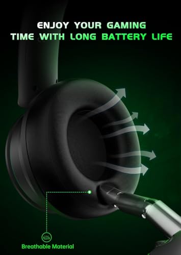 Wireless Gaming Headset for Xbox Series X|S, Xbox One, PS5, PS4, Bluetooth 5.3 Wireless Gaming Headphone, PC Headset with Noise Cancelling Microphone, 3D Surround Sound, 45H Battery, Black Green Color