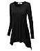 Lock and Love WT953 Womens Round Neck Long Sleeve Rib Trapeze Tunic Top XXL Black