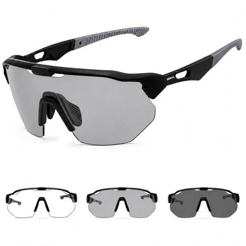Meayll Cycling Glasses Men Women Photochromic Running Glasses UV400 with Adjustable Nose Pad 27 g Lightweight TR90 Sports Glasses Sunglasses Quick Glasses for Bicycle MTB Outdoor