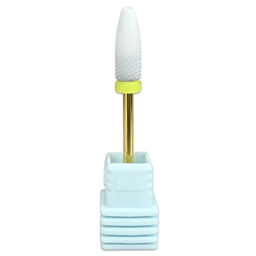 Beauticom (Grit: XF- EXTRA FINE) Professional USA Ceramic White Flame Cone Shaped Bit Nail Drill 3/32" Shank Size