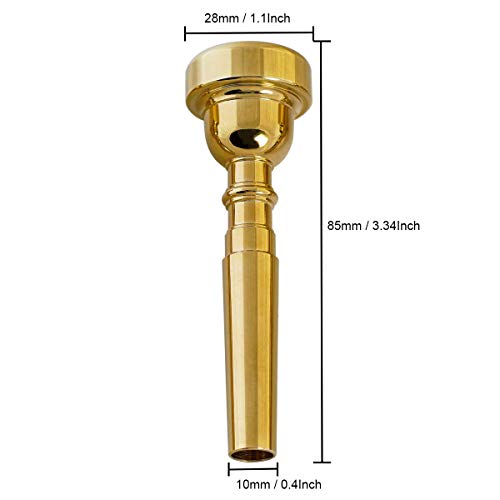 ACCOCO 3C/5C/7C Trumpet Mouthpiece, Copper Material Trumpet Accessories Parts, Gloden Plate(3 Pack) - Thumbnail 3