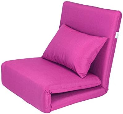 LoungiePink Linen Flip Chair - 5 Position Adjustable Back | Convertible | Sleeper Dorm Bed | Couch Lounger Seat Sofa