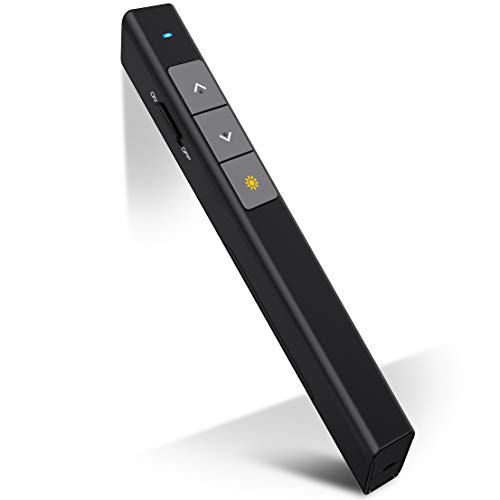 DinoFire Wireless Presenter, RF 2.4GHz PowerPoint Clicker Presentation Presenter Remote Control USB Pointer Slide Advancer