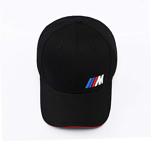 Car Logo M Series Adjustable Baseball Hat, Unisex Hat Sports Cap with Sporty Red Trim, Car Racing Motor Cap for BMW (Black)