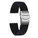 Ullchro Silicone Watch Strap Replacement Rubber Watch Band Waterproof Stripe Pattern - 16mm, 18mm, 20mm, 22mm, 24mm Watch Bracelet with Stainless Steel Deployment Buckle (18mm, Black)