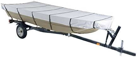 GOODSMANNJon Boat Covers Waterproof Heavy Duty Marine Grade UV Resistant Trailerable Boat Cover with Adjustable Straps Gray Fits 12ft Length Beam Width to 56โโ for Jon Boat
