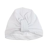 Unisex Baby Hat Infant Baby Girls Cotton Turban Headband Beanie Hat with Bow (White Bohemia)