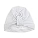 Unisex Baby Hat Infant Baby Girls Cotton Turban Headband Beanie Hat with Bow (White Bohemia)