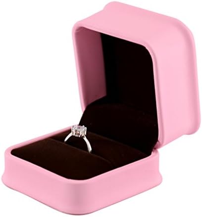 PU Engagement Ring Box for Wedding Ceremony Gift (Pink)