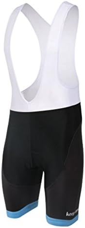 BESYL Unisex Outdoor Padded Bib Cycling Shorts (White Blue Black Bikers)