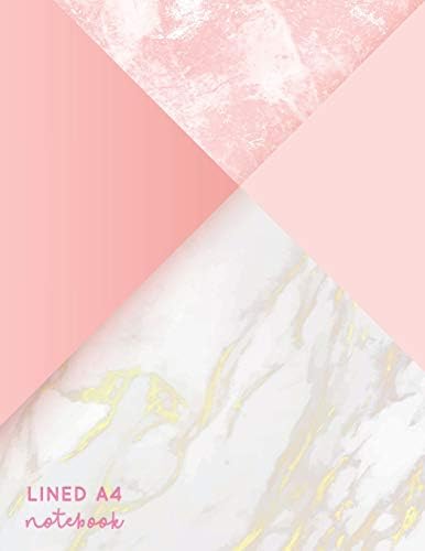 Lined A4 Notebook: Pink + Gold Marble | Lined A4 College Ruled (Pretty Notebooks)