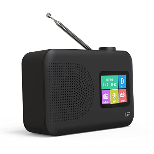LFF Digital Radio DAB Small Digital FM Radio with DAB+ and Bluetooth, Colour Display, Battery or Cable Function - Black