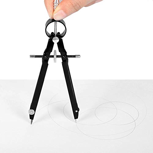 MeetUs Precision Compass Geometry Set with Lead Refills and Carry Bag,Professional Metal Precision Bow Compass for Geometry, Math, Drawing,Drafting, School,Best for Student Artist Designer (Black) - Thumbnail 4