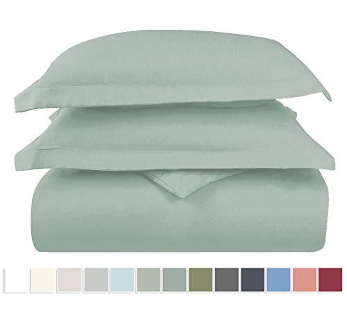 400 Thread Count Twin-Duvet-Covers Set 2 PC Sage, 100% Long Staple Cotton Sage-Duvet Cover & Quilt-Cover, Luxury Soft Sateen Twin Bedding-Set with Button Closure (Twin Duvet Cover Set)