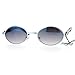SA106 Retro Art Nouveau Vintage Style Small Oval Metal Frame Sunglasses Silver Smoke