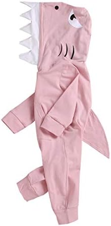 3D Cartoon Unisex Baby Autumn Winter Shark Hooded Romper Bodysuit Zipper Hoodies with Kangaroo Muff Pockets Shark Fin