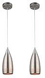 One-Light Adjustable Mini Pendant with Perforated Metal Shade, Brushed Nickel Finish 2-Pack