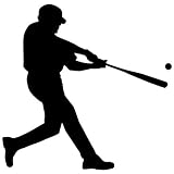 Baseball Wall Decal Sticker 21 - Sports Silhouette Decoration Mural - 12 in. Black