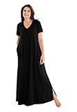 Dreams & Co. Women's Plus Size Maxi Lounger Black,2X